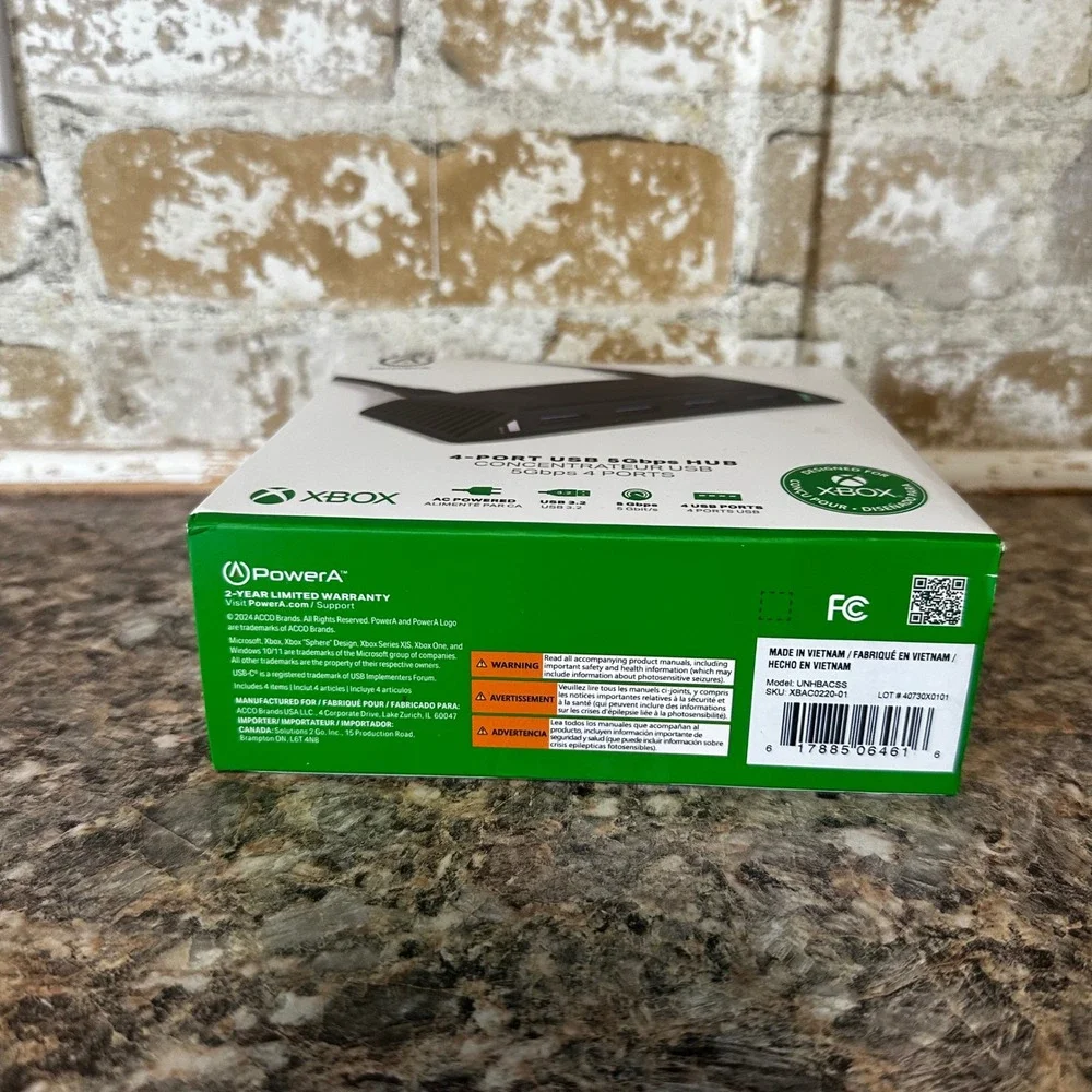 PowerA 4-Port USB 5Gbps Hub for Xbox Series X|S One Black New Sealed High Speed